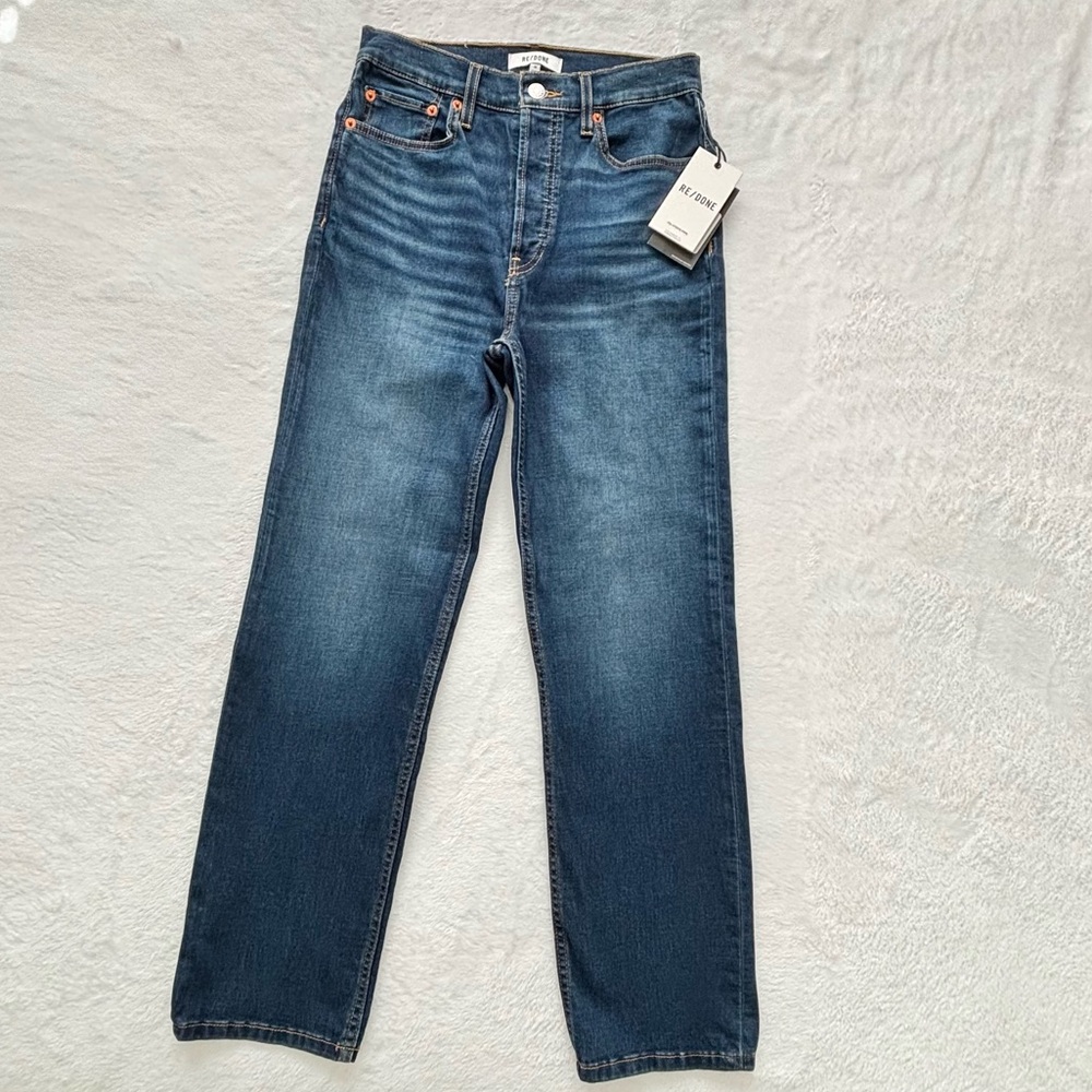 RE/DONE 70s High Rise Stove Pipe Straight Leg Button Fly Jean--NWT—26 - Picture 2 of 14